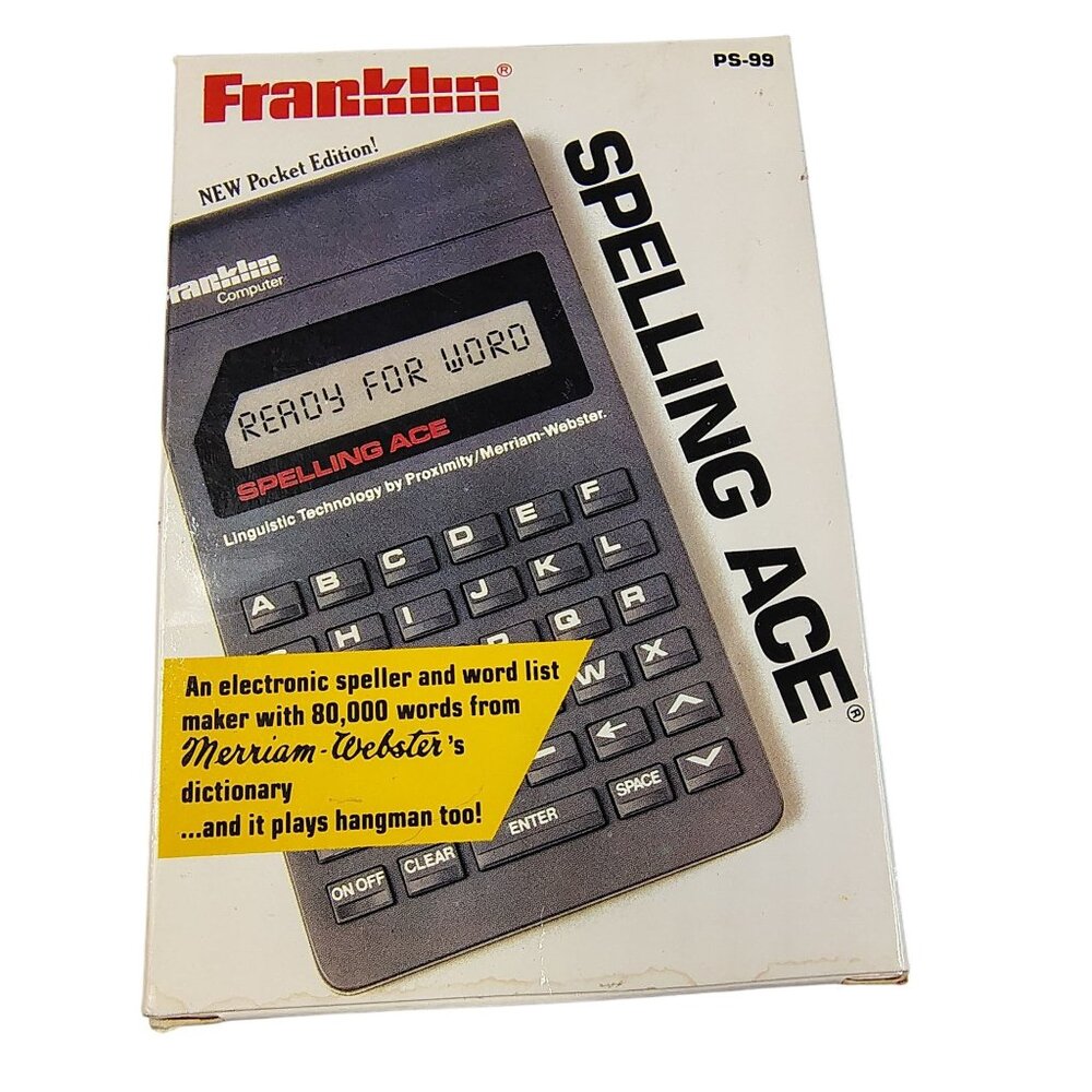 Franklin Spelling Ace PS-99 1980s Spell Checker 80K Words Hangman Open Box